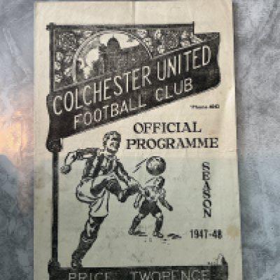 47/48 Colchester United v Ipswich Football Programme: 4 page friendly dated 5 4 1948. Fair/good with writing to team page and tiniest tear.