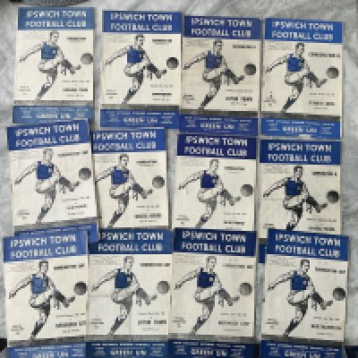 51/52 + 52/53 Ipswich Town Reserve Home Football Programmes: Football Combination + Combination Cup matches to include Northampton Norwich Watford Plymouth Swansea Crystal Palace and Luton. Very good with 2 having score to cover. (12)