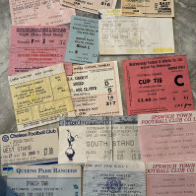 Ipswich Town Football Tickets: Home and away from the 70s to quite modern. Includes from 77/78 FA Cup final, Charity Shield, away to Norwich, QPR. Instructions to sell. (90)