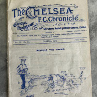 1906 - 1907 Amateur Cup Final Football Programme At Chelsea: Clapton v Stockton On Tees which doubles up as a Division 2 home match for Chelsea v Hull. Excellent condition ex bound with no team changes. (1)
