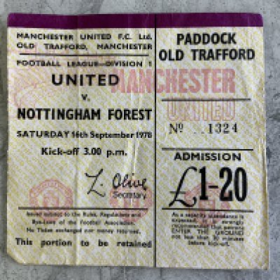 78/79 Manchester United v Nottingham Forest Football Ticket: League match dated 16 9 1978. Fold.