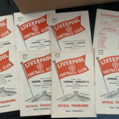 Liverpool 1960s Home Football Programmes: Over 200 spanning the 60s decade plus a quantity of early 70s with European matches. Includes Everton Lancs Senior Cup Final, Newcastle friendly, 60/61 Nantes Friendship Cup. Everton Floodlight Cup. Very good with duplication. (est 250)