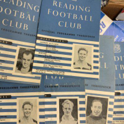 Reading Home Football Programmes: Includes 49/50 Doncaster, 51/52 Orient, 54/55 Shrewsbury. We estimate there are a further 300 of the pocket size programmes from the late 50s to the mid 60s and additionally some more late 60s. Very good with duplication. (est 350)