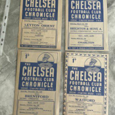 47/48 Chelsea Home Reserve Football Programmes: Excellent condition 4 pagers for Football Combination matches v Watford + Brentford plus Combination Cup v Orient + Charlton. Never seen them in such superb condition with no writing. (4)