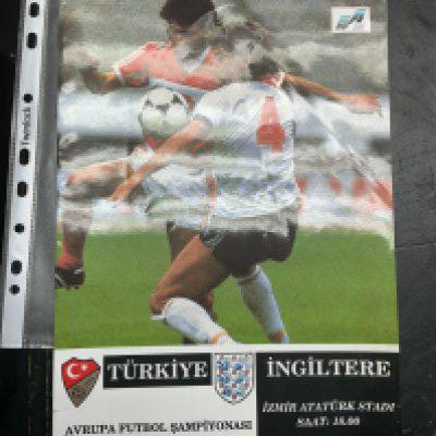 1991 Turkey v England Football Programme: Euro 92 qualifier in excellent condition with no team changes.