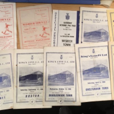 Kings Lynn Football Programmes: 14 home and away from the 60s in overall fair condition and some homes from 2024/2025. C/W first ever handbook from 68/69 in fair condition.