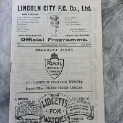 1926 - 1927 Lincoln City v Nelson Football Programme: Excellent condition division three programme with no team changes.
