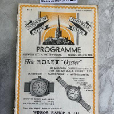 36/37 Norwich City v Nottingham Forest Football Programme: Excellent condition ex bound with covers division two programme with no team changes.