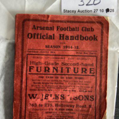 1914 - 1915 Arsenal Football Handbook: Good condition handbook which is the first Arsenal ever produced. Whilst there is a small piece missing from right hand corners the spine is great and there is no writing. Rare item.