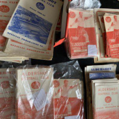 Aldershot Home Football Programmes: 18 from the 50s plus 4 near complete or complete sets of 60s. In total around 200 from the 60s plus some early 70s. Instructions to sell. Very good. (est 250)