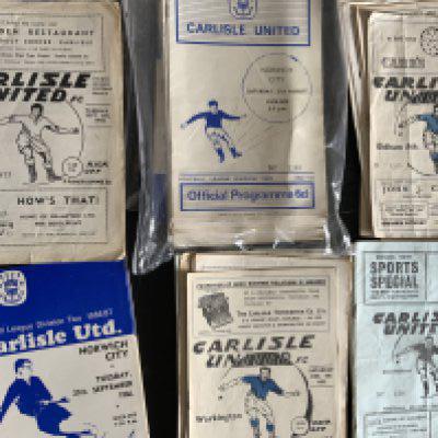 Carlisle United Home Football Programmes: 8 from the 50s including 52/53 Workington and around 100 from the 60s plus some early 70s. Instructions to sell. Very good. (est 110+)