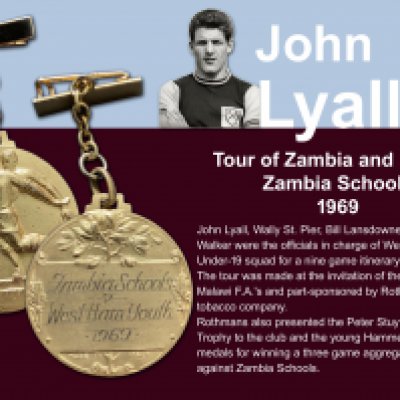 68/69 West Ham African Youth Tour Medal: Zambia and Malawi tour with West Hams tour party headed by Lyall Landsdowne Walker and St Pier. One medal only in this lot which is engraved Zambia Schools v West Ham Youth 1969. Programmes pictured online are information only provided by theyflysohigh website but not present in the lot.