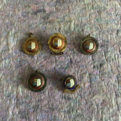 Ron Boyce West Ham East Ham Schools Football Badges: A selection of badges from Ron Boyces schoolboy career. Five badges 3 of which have engraving to reverse. Good condition. (5).