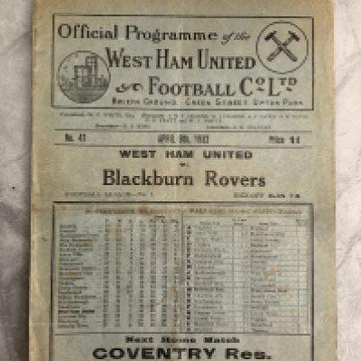 1931 - 1932 West Ham v Blackburn Football Programme: Fair/good condition division one programme with no team changes.