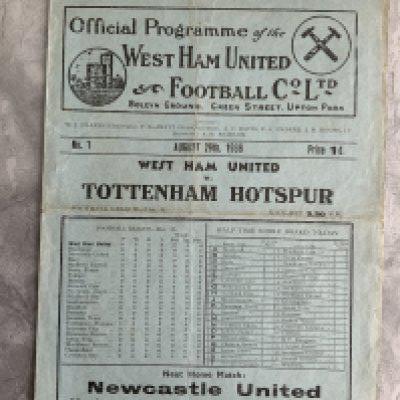 1936 - 1937 West Ham v Tottenham Football Programme: Good condition division two programme with no team changes. Folding.