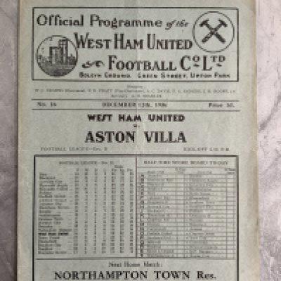 1936 - 1937 West Ham v Aston Villa Football Programme: Very good condition division two programme with no team changes. Folding.