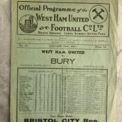 1936 - 1937 West Ham v Bury Football Programme: Good condition division two programme with no team changes.