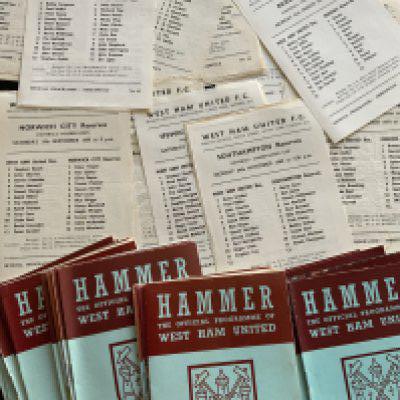 69/70 West Ham Complete Football Programmes: Good condition set with all first team reserves and youth only missing Coventry 11/2, Millwall SE Counties and Chelsea London Youth Cup. Some have team changes. (est 50)