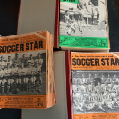 Soccer Star Bound Volumes Of Football Magazines: Complete run of the superb weekly magazine from September 1959 to September 1962. Housed in 3 official binders containing around 150 magazines.