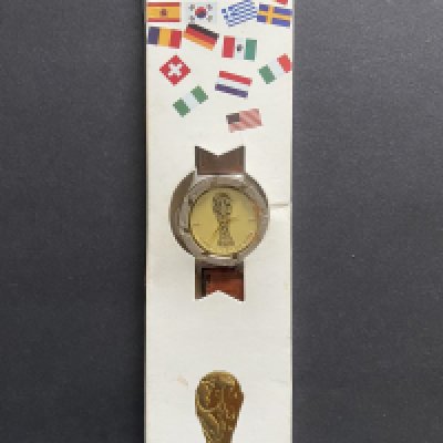 1994 World Cup Football Wrist Watch: Gifted to Lyall by Boncho Genchev of Ipswich and Bulgaria and thought to be player issued as this style does not appear to be commercially available. Stunning watch made by Troika has World Cup engraved to edge and World Cup USA 1994 with trophy to face.