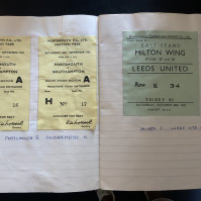 Southampton 1960s Sports Echo + Scrapbooks: Quantity of complete Sports Echo mainly from the late 60s. Lot of scrapbooks with stuck down autographs and tickets. Must view. (large box)