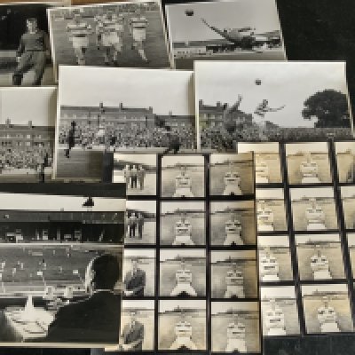 QPR Football Press Photos: Black and White photos, many with press stamps to rear. Often match action in good condition. Includes training sessions and White City stadium. (32)