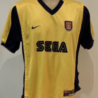 Arsenal 99 - 01 Away Football Shirt: Short sleeve yellow replica Sega in good condition. Size xl boys.