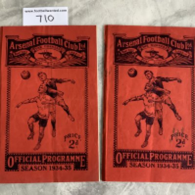 34/35 Arsenal Home Reserve Football Programmes: London Combination matches v Luton and QPR in fair condition. Staples have rusted away. (2)
