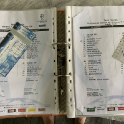Chelsea Away Football Team Sheets + Tickets: From 2006 to 2011 there are 120 colour unwritten team sheets with accompanying tickets. Includes European matches. (240)