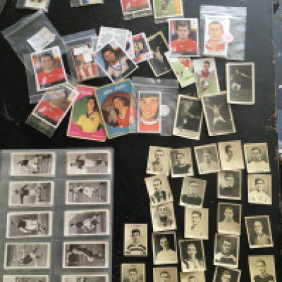 Football Card Collection: 27 small cards from the early 1920s possibly by Gem. Complete set of Association Footballers by Churchman 1930s and some more loose cards.