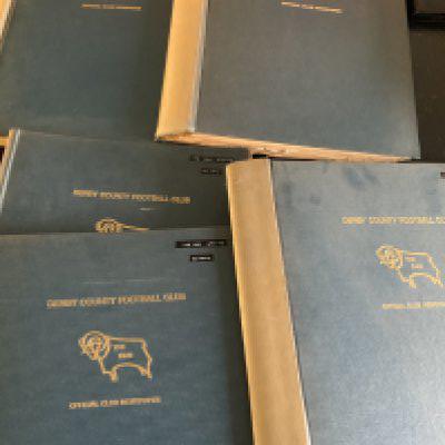 Derby County Home Football Programmes: Bound in large official binders including championship seasons. From 71/72 to 75/76 a probable complete set of programmes which were newspaper style. (5)