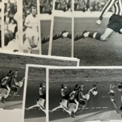 Signed Football Photos: Around thirty 10 x 8 replica photos signed by J Charlton P Bonetti Paul Ince Graham Le Saux and a few others with heavy duplication. C/W over 30 replica photos that are not signed with heavy duplication. (60+)