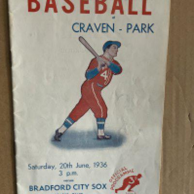 1936 Baseball Hull v Bradford City Sox: Very good condition programme for the league match at Craven Park.