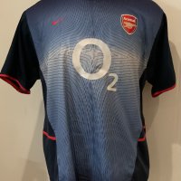 Arsenal 02 - 04 Away Football Shirt: Short sleeve blue replica O2 in good condition. Size XL.
