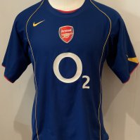 Arsenal 04 - 06 Away Football Shirt: Short sleeve blue replica O2 in good condition. Size large.