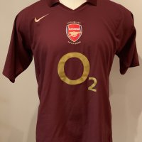 Arsenal 04 - 05 Home Football Shirt: Redcurrent short sleeve replica O2 in good condition. Size large. Last season at Highbury.