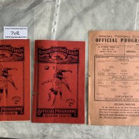 Arsenal v Portsmouth Football Programmes: 30/31 + 34/35 both 1st division with punch holes plus 44/45 with small piece missing from border. (3)