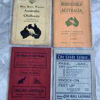 1937 Australia Rugby England Tour Programmes: Matches at Leeds Huddersfield Oldham ( year written to cover ) and an International match v England at Swinton. Overall good. (4)