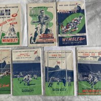 Rugby League Cup Final Programmes: Complete run from 1946 to 1952 in excellent condition. Football collectors will see the resemblance of the FA Cup Final programmes. 1949 has neat score to cover. All played at Wembley. (7)