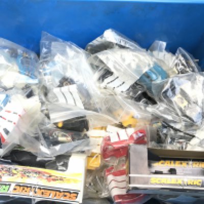 A Box Of Scalextric Cars and Parts In Various States. Ideal for Spare Parts.