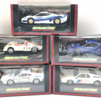 5 Boxed Scalextric Cars. Including a Jaguar XJ220.