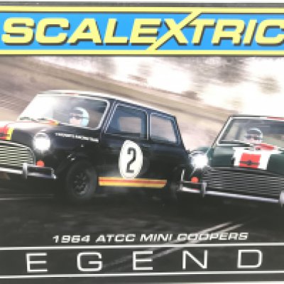 A Boxed Scalextric ATCC Mini Coopers Legands Pack.