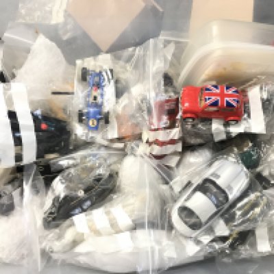 A Box Containing Scalextric Cars. All In Various States. Ideal For Spare Parts Etc.