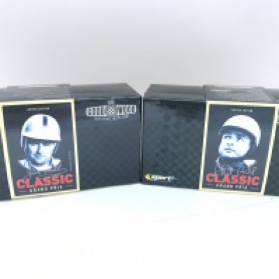 A Boxed Scalextric Phil Hill Ferrari 156 F1 No.4 1961 German Grand Prix Car and Jack Brabham Cooper Climax T53 No.2 1969 Portuguese Grand Prix.