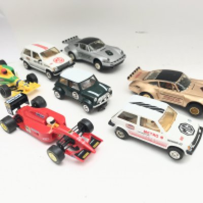 A Collection Of Scalextric Cars Including MG. Mini. Porsche. Etc.