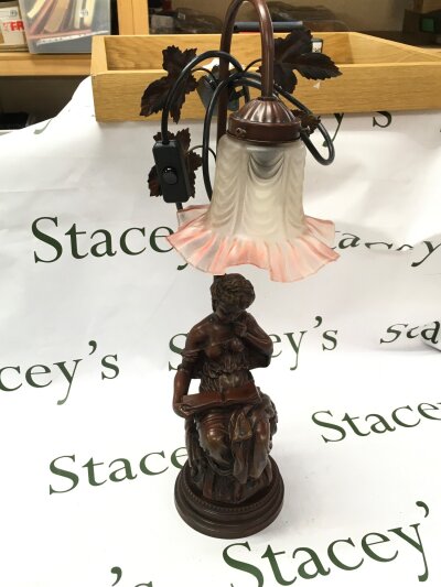 An Art Nouveau style figure bronzed lamp, 56cm tall.