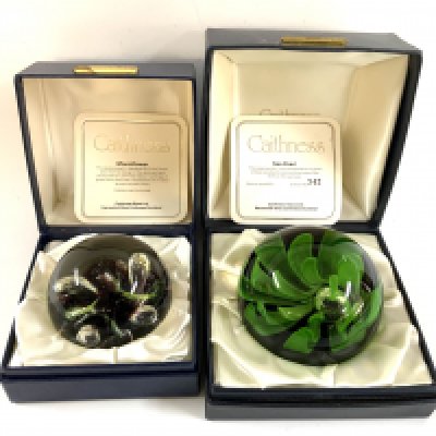 2 vintage boxed Caithness paperweights, Moonflower, Limited edition Sea Pearl 342/500, both signed.  NO RESERVE