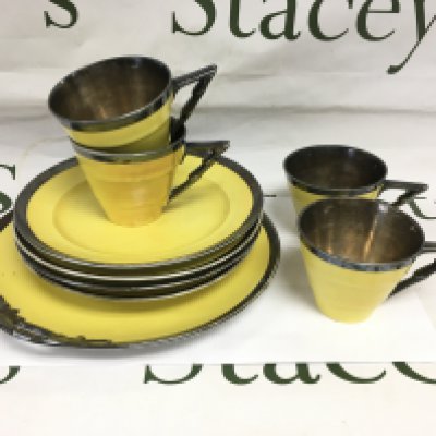 A four place setting sterling silver coated part tea set. NO RESERVE