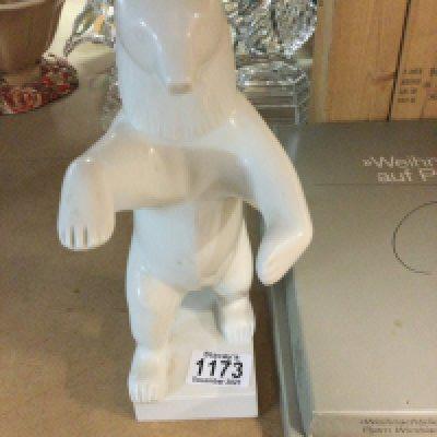 A Berlin porcelain white glazed bear 25 cm- NO RESERVE