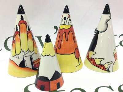 Three Lorna Bailey sifters and one miniature 9 and 14cm tall.